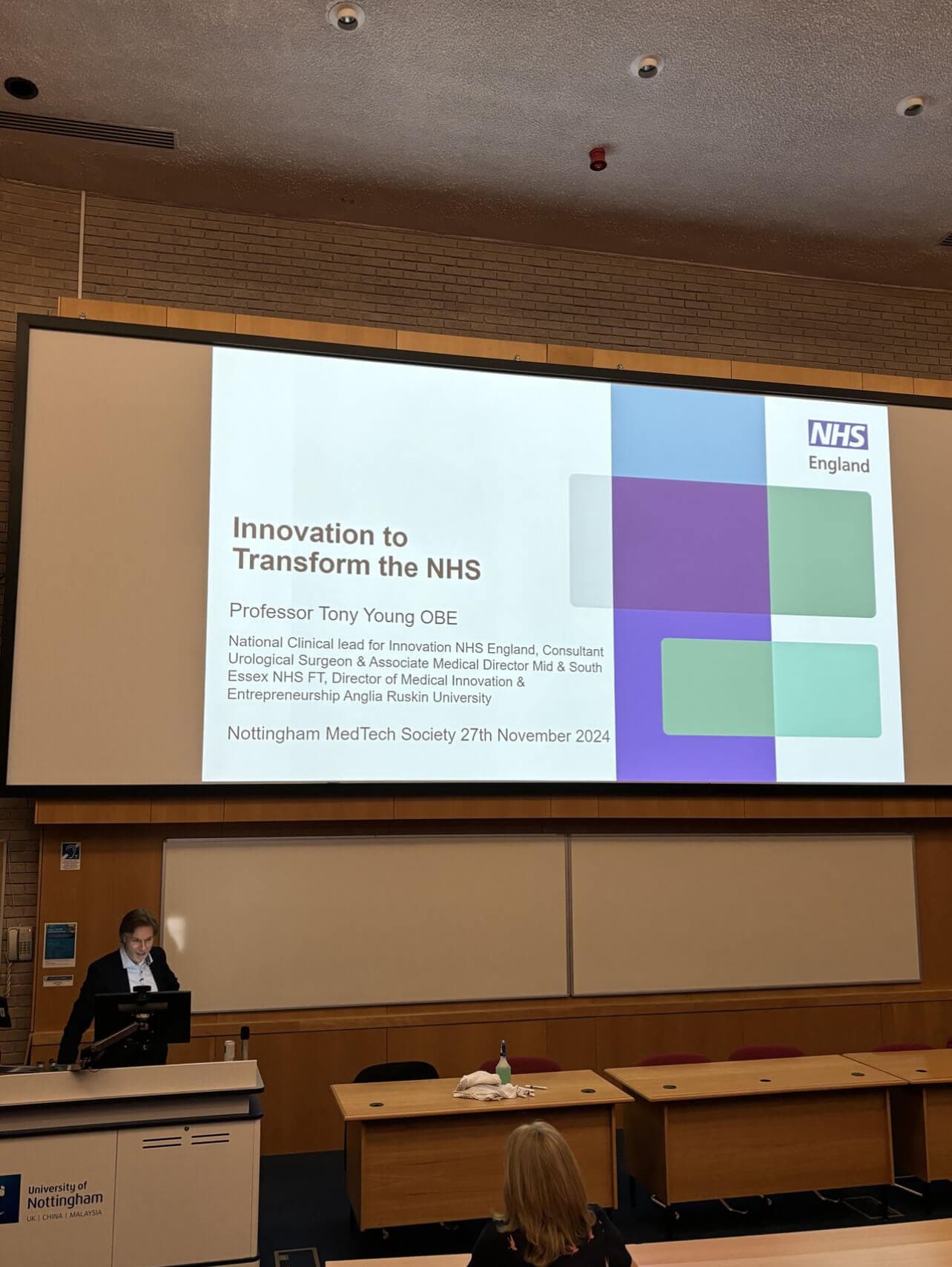 Prof Tony Young speaking at UON MedTech